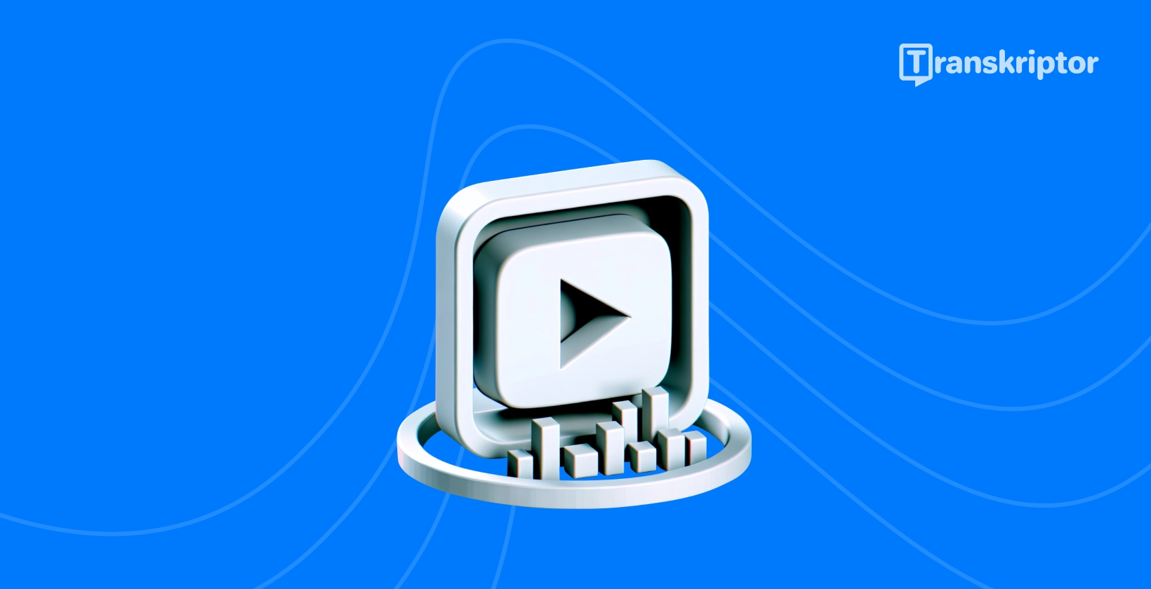 播放按钮和转录视觉，说明有效转录 YouTube 视频的方法。