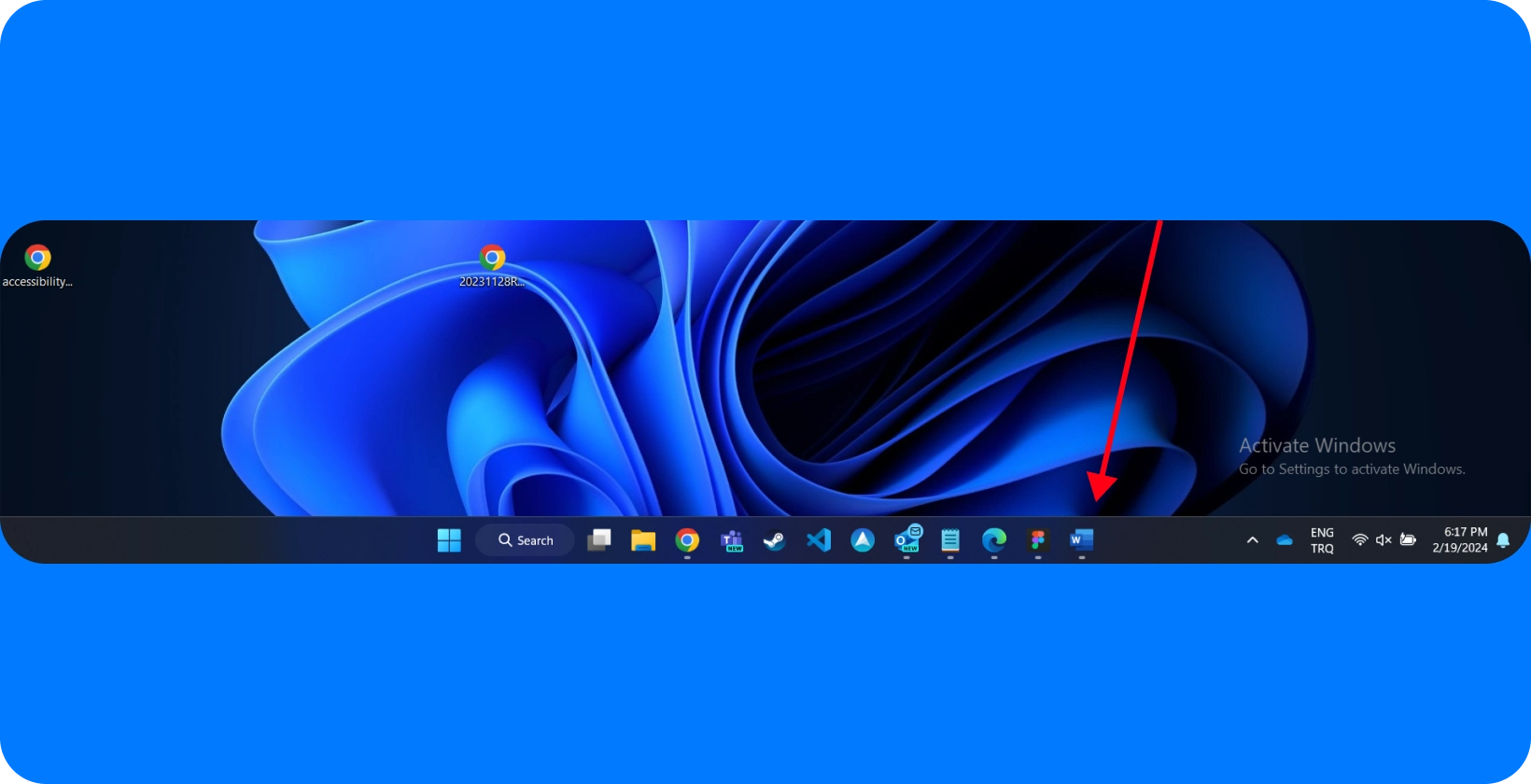 Schermata del desktop che mostra l'interfaccia di Windows con l'icona di Microsoft Word evidenziata, indicando un focus sulle funzionalità di dettatura.