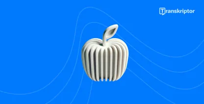 Το στυλιζαρισμένο μήλο με ηχητικά κύματα αντιπροσωπεύει τις κορυφαίες εφαρμογές μεταγραφής που είναι διαθέσιμες για iPhone χρήστες.