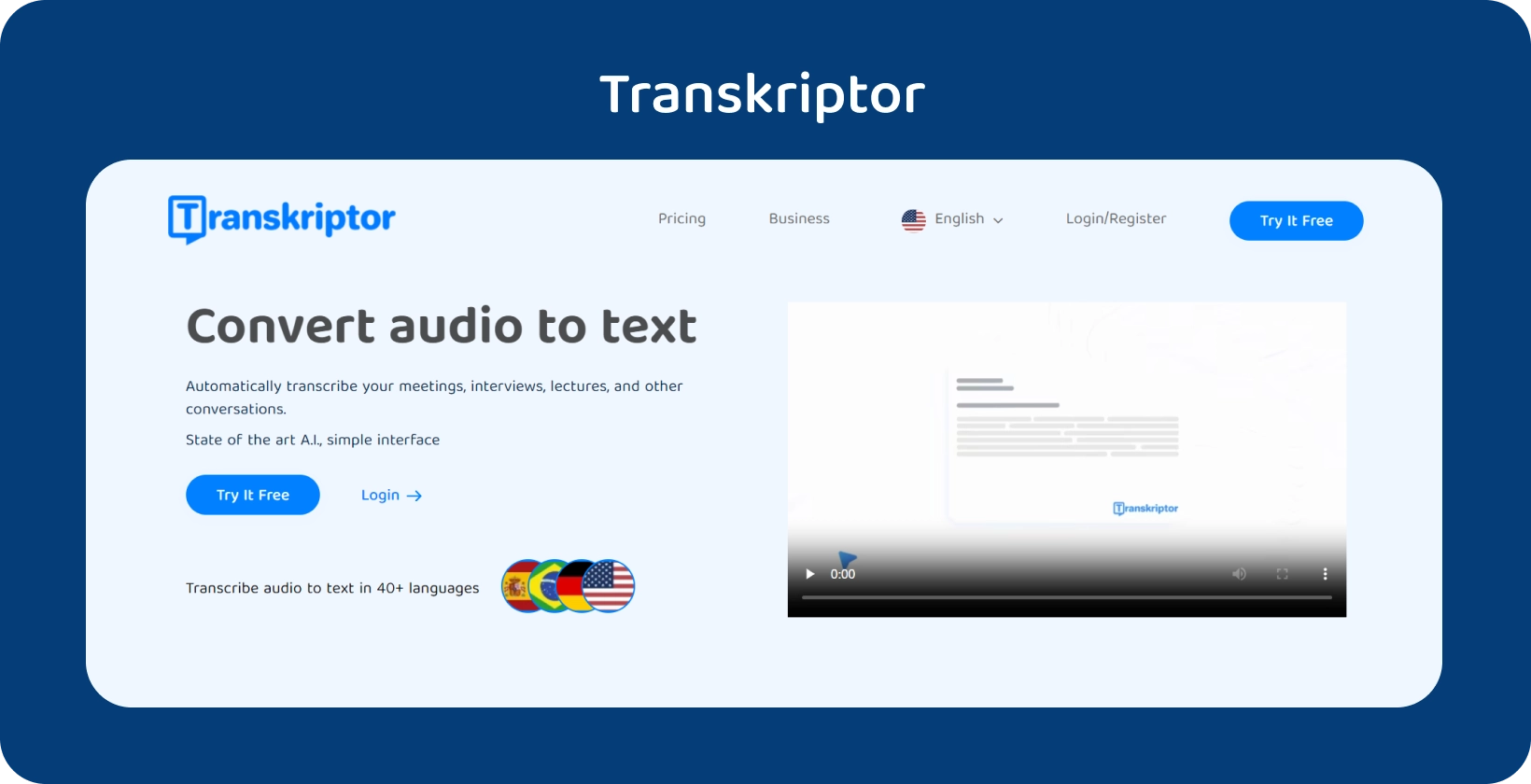 Transkriptionssoftware für die Buchhaltung mit mehrsprachiger Unterstützung, ideal für verschiedene Finanzdokumentationen.