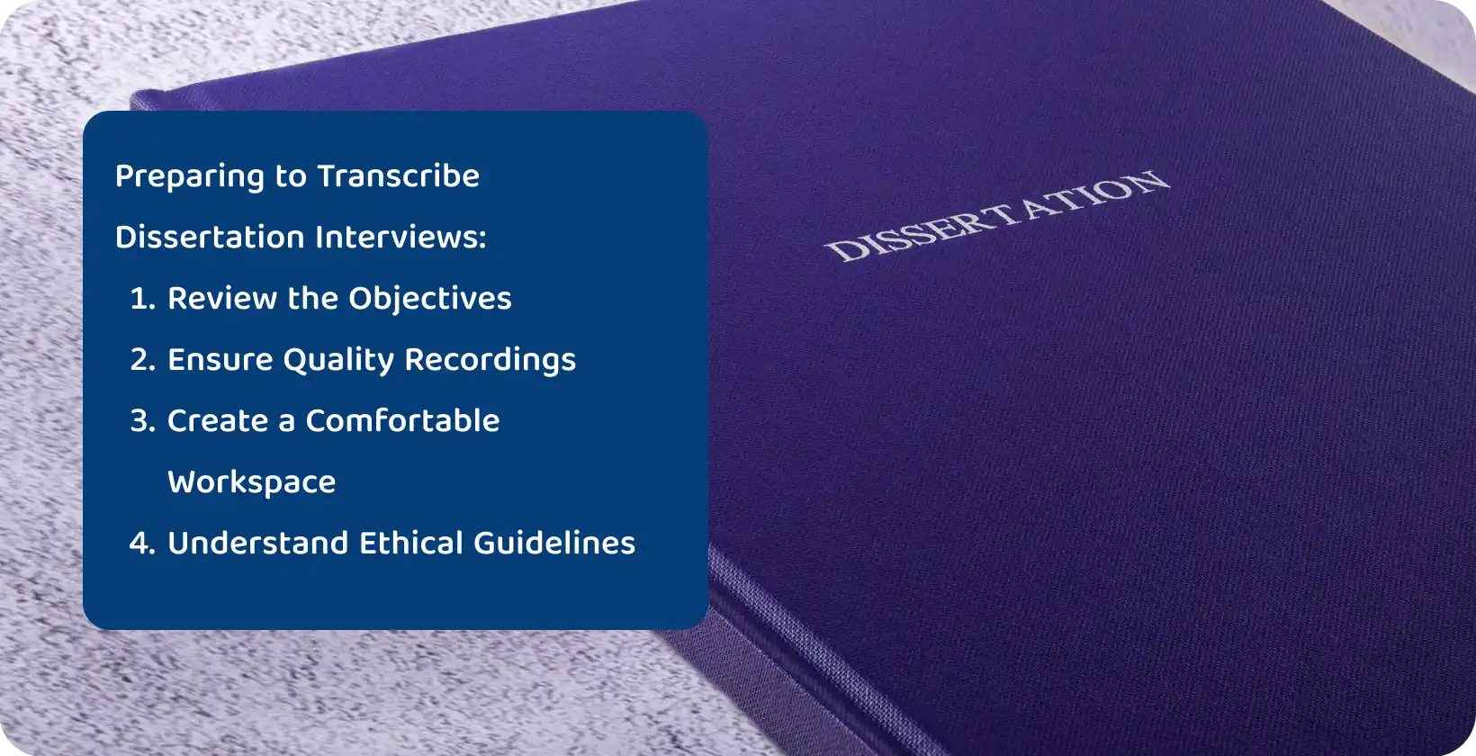 Близък план на лилава корица на дисертационна книга, символизираща кулминацията на академичните изследвания и писане.