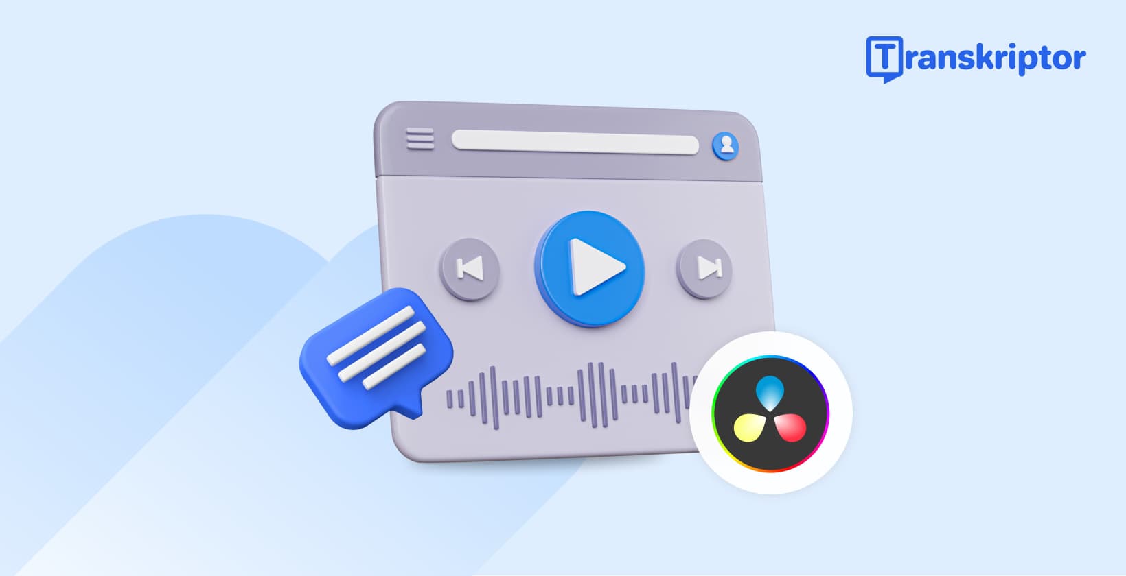 Audio transcription interface integrated with DaVinci Resolve video editor