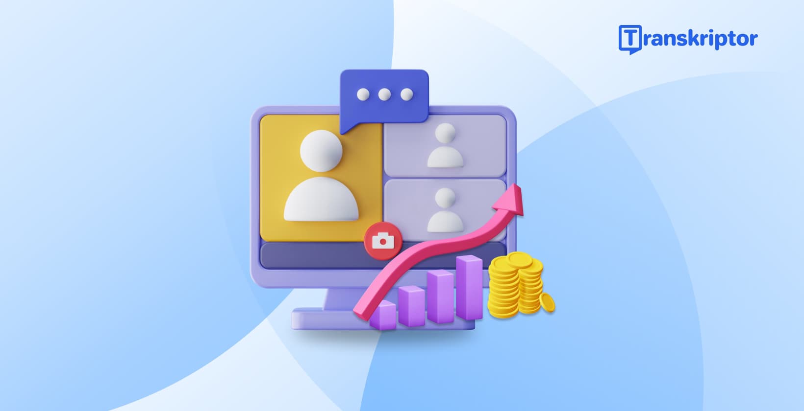 Analytics dashboard showing meeting return on investment with upward trending graphs and communication metrics.