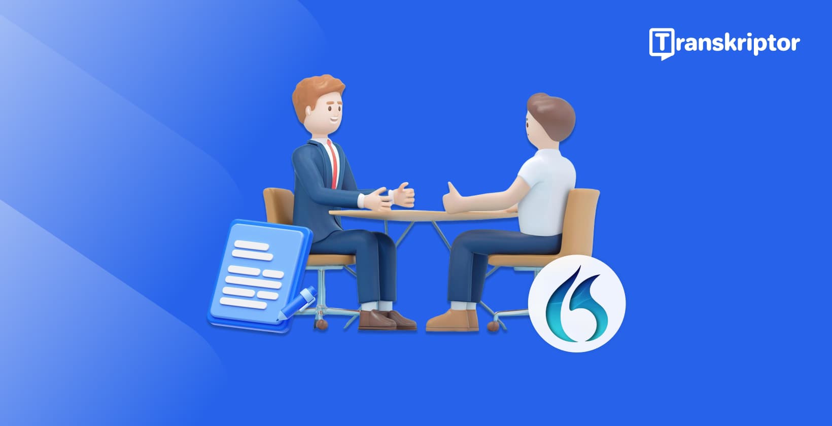 إعداد مقابلة مع واجهة التعرف الصوتي Dragon تعرض تحديد المتحدث وتقدم النسخ.