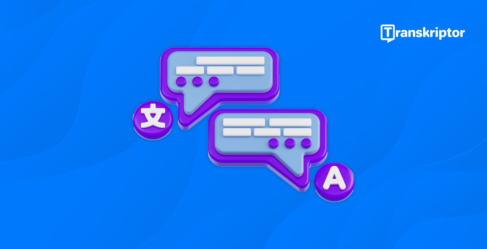 Burbujas de traducción que representan la traducción multilingüe de subtítulos