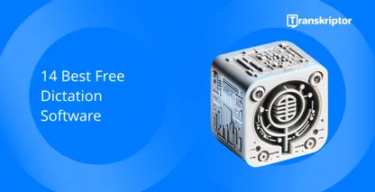 Best free dictation software showcased with a detailed microphone circuitry cube illustration.