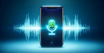 Image représentant un concept d'appel vocal WhatsApp avec fonctionnalité de dictée