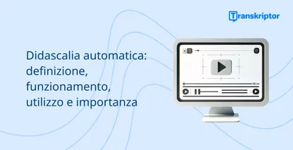 Visuale informativa della didascalia automatica, che mostra il monitor di un computer con un'interfaccia video.