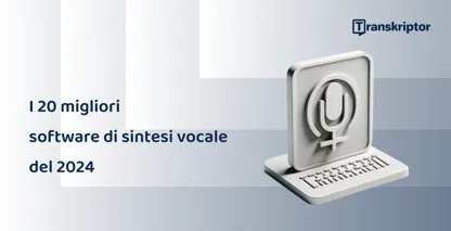 Le 20 migliori applicazioni text-to-speech del 2024, rappresentate con una grafica per microfono e tastiera.