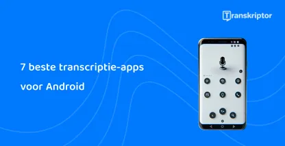 Android telefoon met microfoon voor spraakherkenning, wat de beste transcriptie-apps voor Android symboliseert.