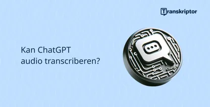 ChatGPT pictogram voor audiotranscriptie op een golvende blauwe achtergrond, waardoor de transcriptiemogelijkheden van ChatGPT in twijfel worden getrokken.