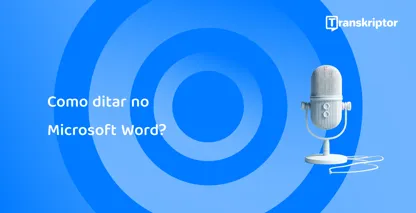 Um microfone moderno contra um fundo azul, simbolizando recursos de ditado de voz em Microsoft Word.