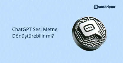 ChatGPT dalgalı mavi bir arka plan üzerinde ChatGPT'in transkripsiyon yeteneğini sorgulayan ses transkripsiyon simgesi.