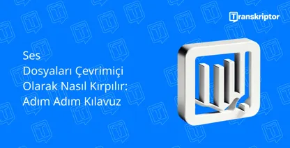 Soyut kitap şekillerine sahip bir logo içeren çevrimiçi ses dosyalarını kırpmaya ilişkin dijital bir kılavuz.