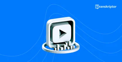 Atskaņošanas poga un transkripcijas vizuālās ilustrēšanas metodes efektīvai YouTube videoklipu pārrakstīšanai.