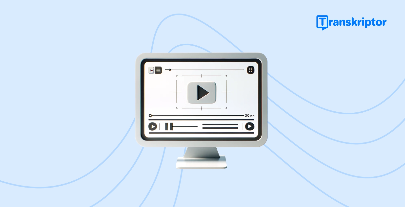 Informativ visuel af automatisk billedtekst, der viser en computerskærm med en videogrænseflade.