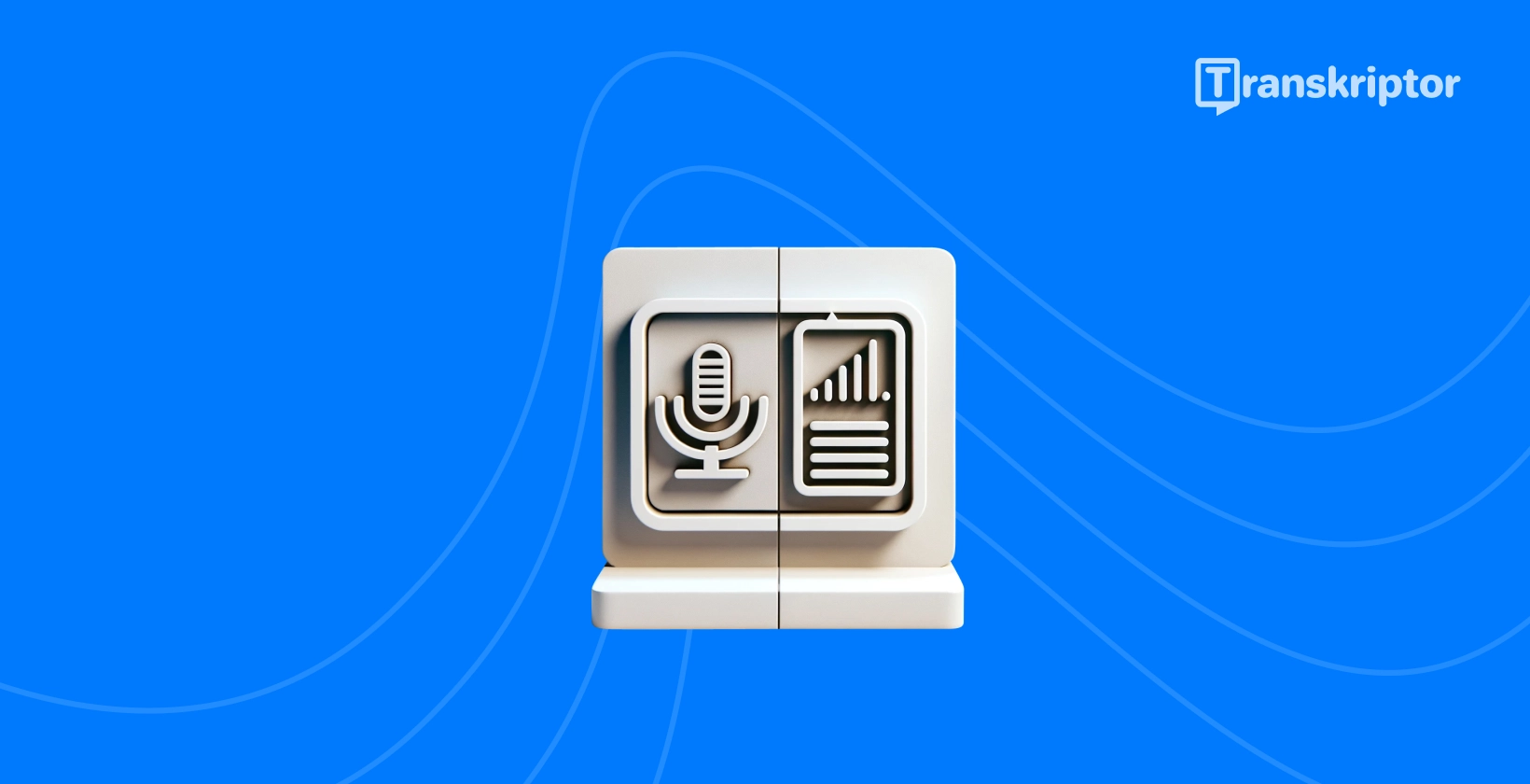 Titru un transkripcijas atšķirības parādītas ar mikrofona un dokumentu ikonām.