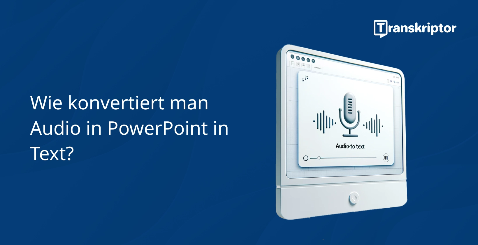Das Konvertieren von Audio in Text in PowerPoint wird mit einer Präsentationsfolie demonstriert.