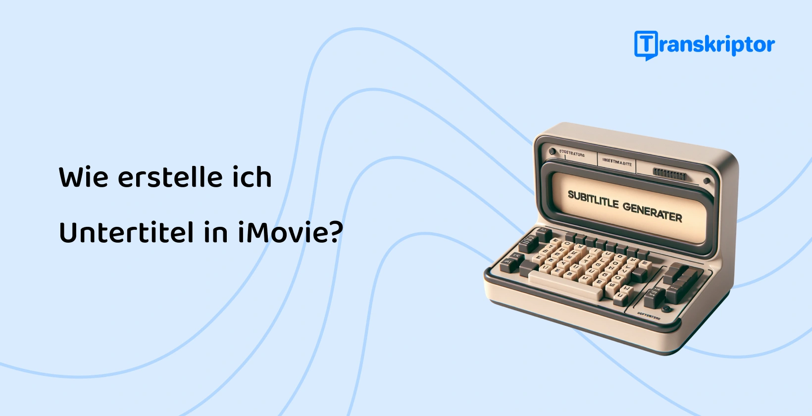 Eine Vintage-Schreibmaschine für den Untertitelgenerator, die den Prozess der Erstellung von Untertiteln in iMovie symbolisiert und die Zugänglichkeit von Videos verbessert.