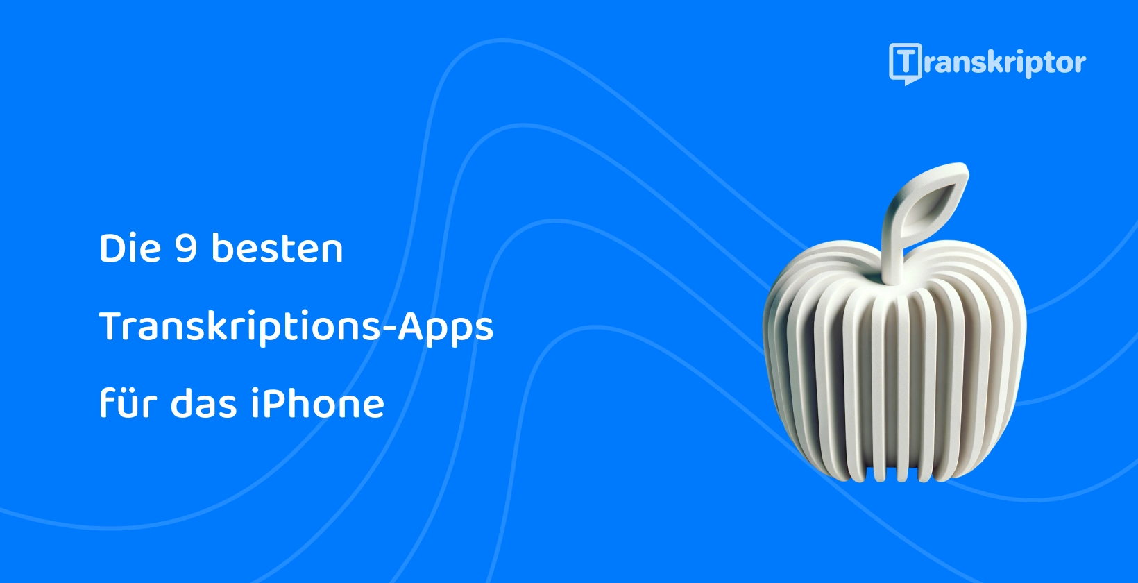 Stilisierter Apfel mit Schallwellen stellt die besten Transkriptions-Apps dar, die für iPhone-Benutzer verfügbar sind.