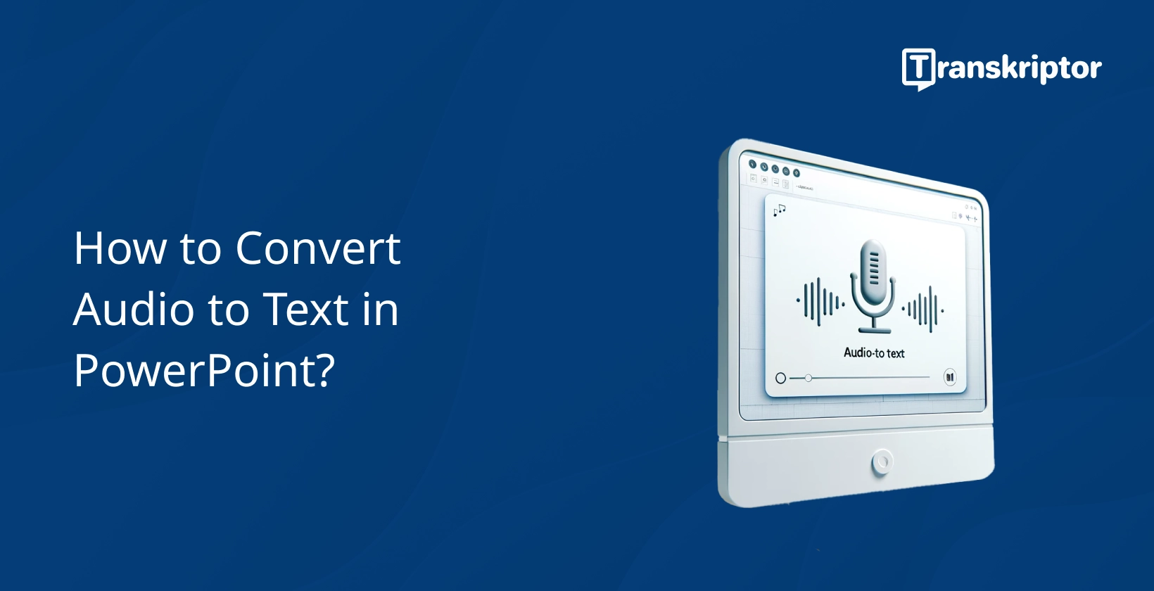 Converting audio to text in PowerPoint demonstrated with presentation slide.