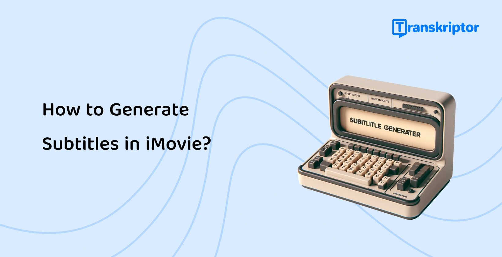 A vintage subtitle generator typewriter symbolizing the process of creating subtitles in iMovie, enhancing video accessibility.
