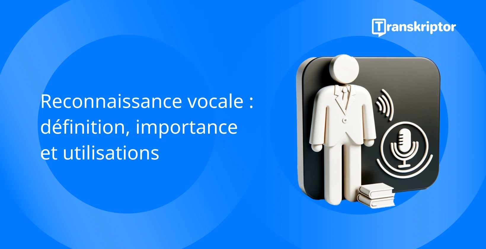 Reconnaissance vocale, montrant une figure avec microphone et ondes sonores, pour la technologie de traitement audio.