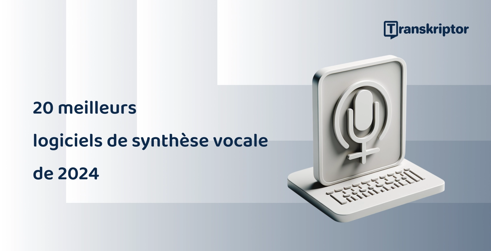 Les 20 meilleures applications de synthèse vocale en 2024, représentées par un graphique de microphone et de clavier.