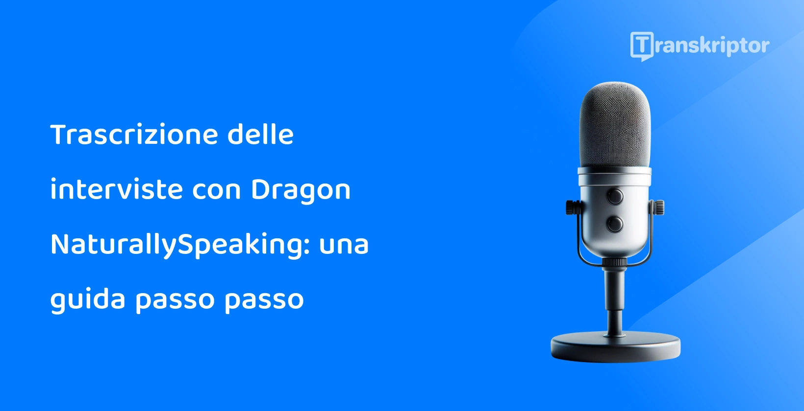 Microfono che rappresenta il ruolo di Dragon NaturallySpeaking nella trascrizione delle interviste, con particolare attenzione all'approccio guidato.