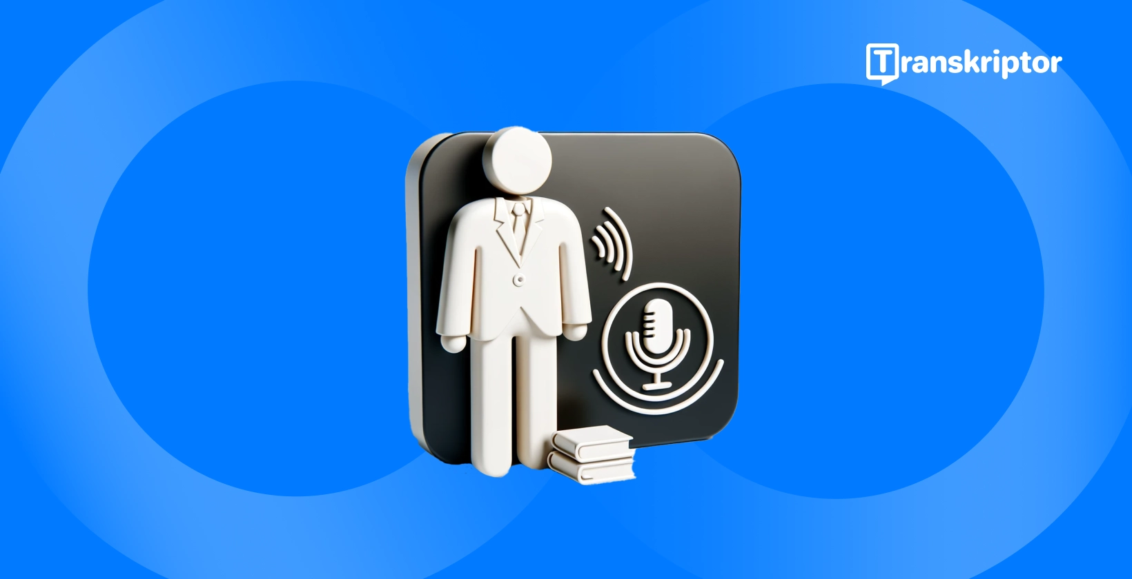 Reconhecimento de fala, mostrando uma figura com microfone e ondas sonoras, para tecnologia de processamento de áudio.