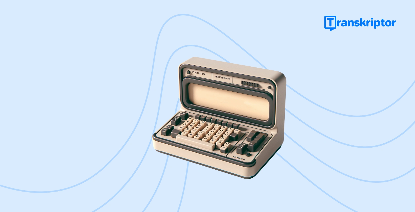 Transkriptor的自动字幕生成由老式打字机重新呈现，易于免费在线使用。