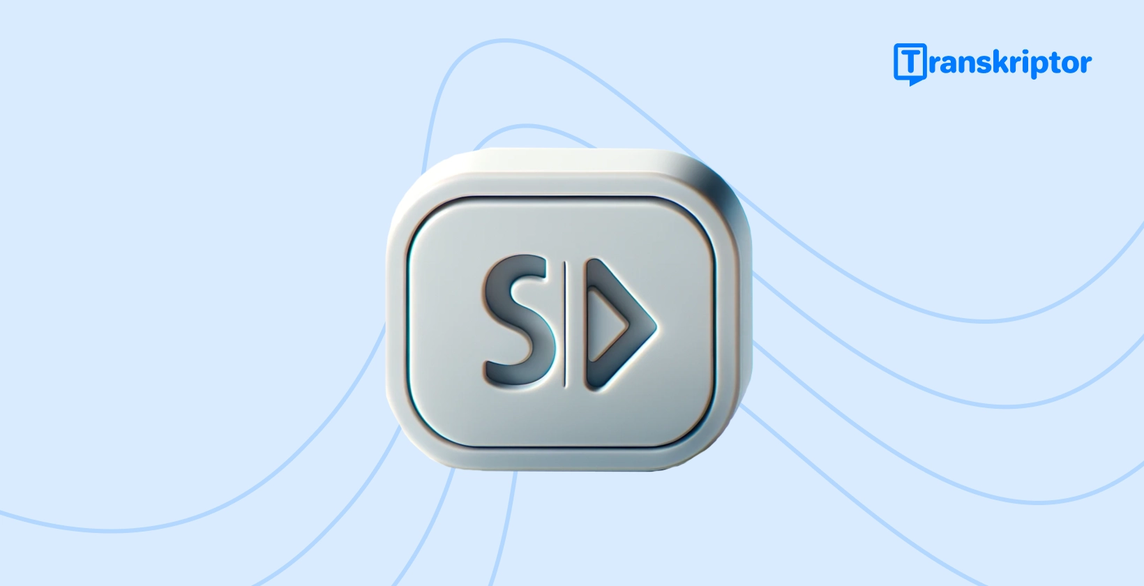 Panduan untuk menggunakan sari kata, dengan ikon butang main 'SD', untuk kebolehcapaian video.