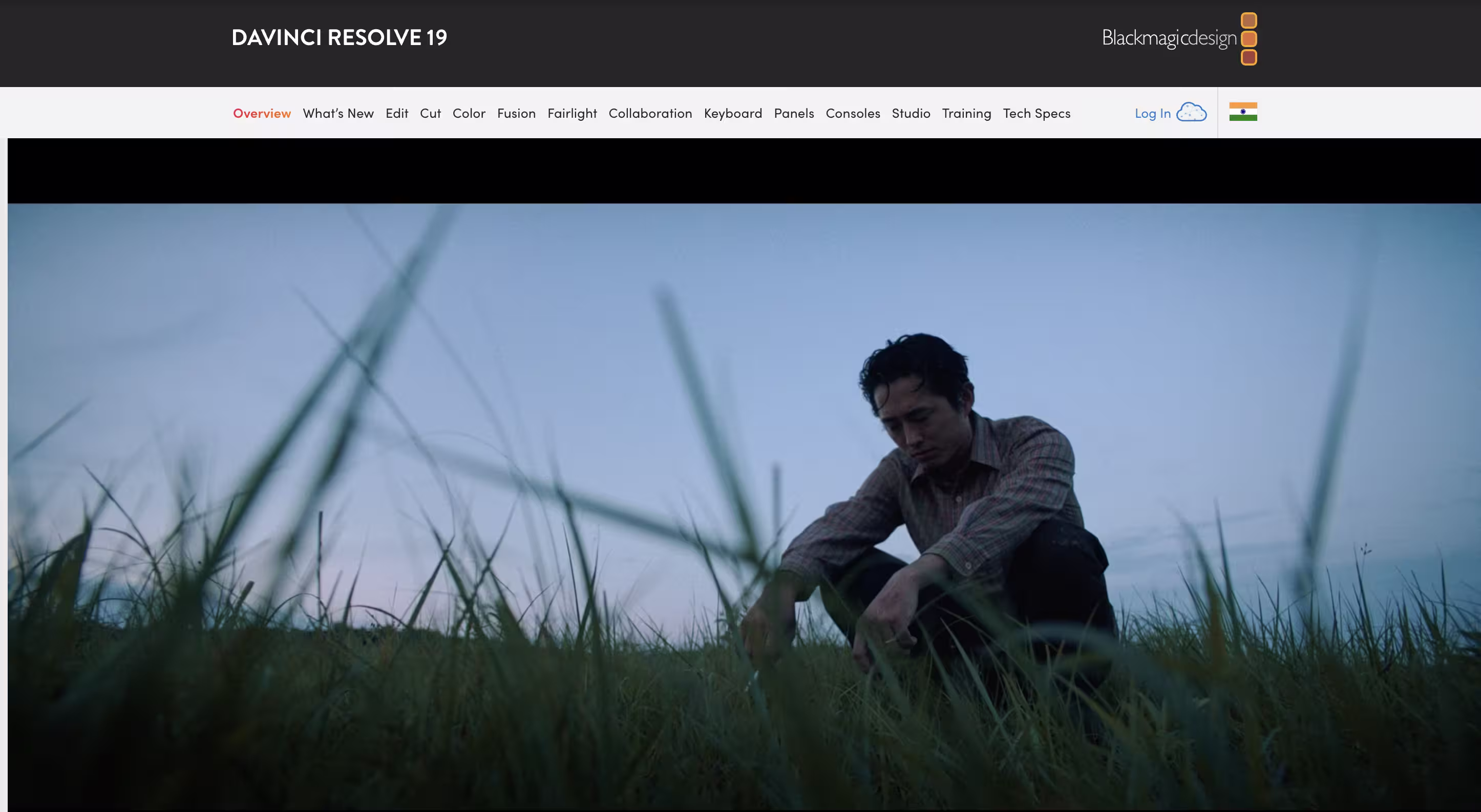 DaVinci Resolve 19 interface showing color grading tools with cinematic film scene