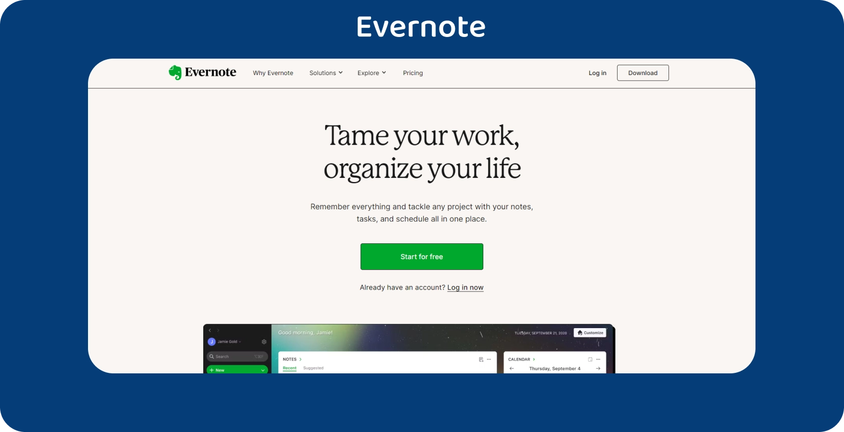شاشة تدوين الملاحظات Evernote مع قائمة المهام ، وتبسيط تنظيم المهام.