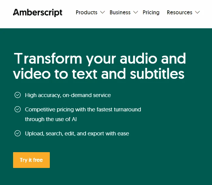 Amberscript è un trascrittore video