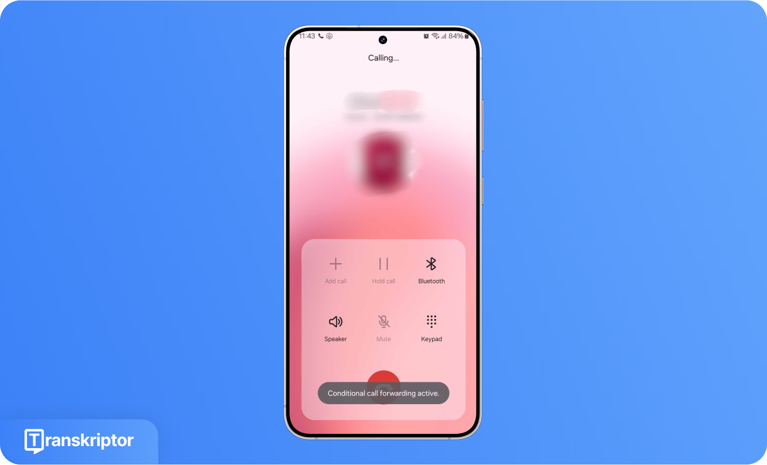 Koşullu arama yönlendirme aktif bildirimini gösteren telefon arayüzü