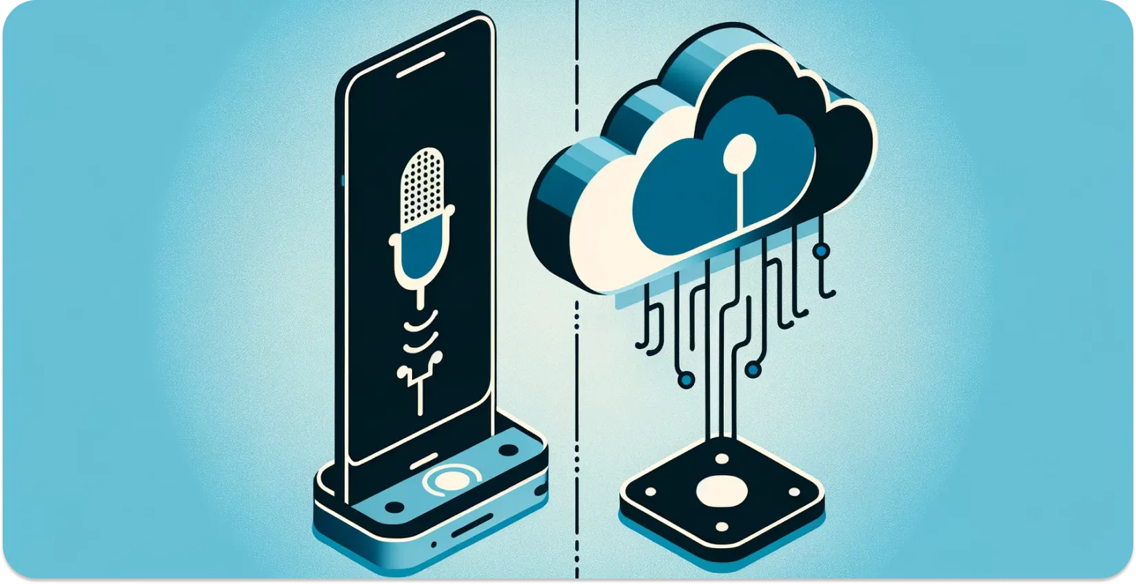 Tipo de reconhecimento de fala incorporado e baseado em nuvem no uso diário da tecnologia.