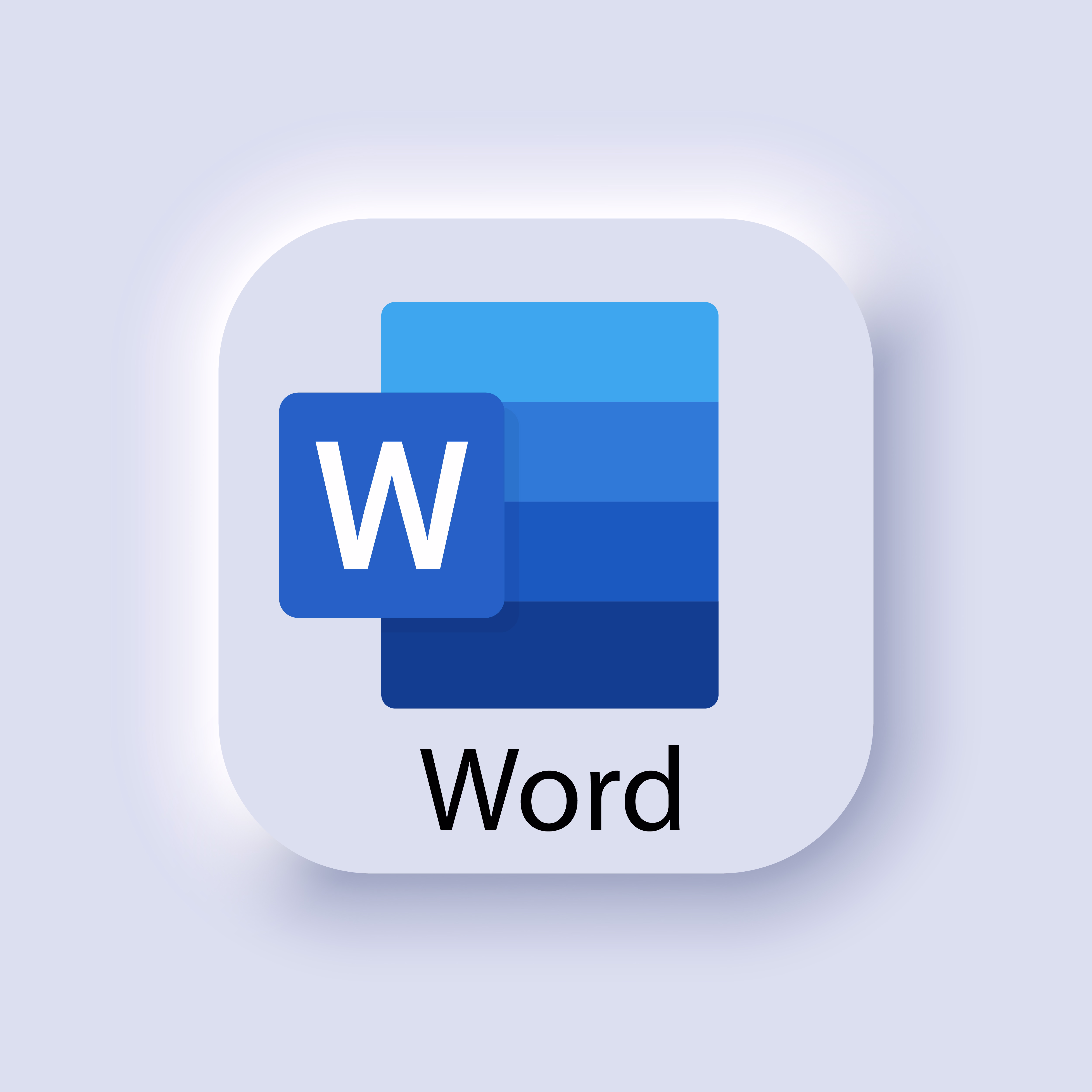 Microsoft Word-Anwendungssymbol mit blauem Quadrat und weißem