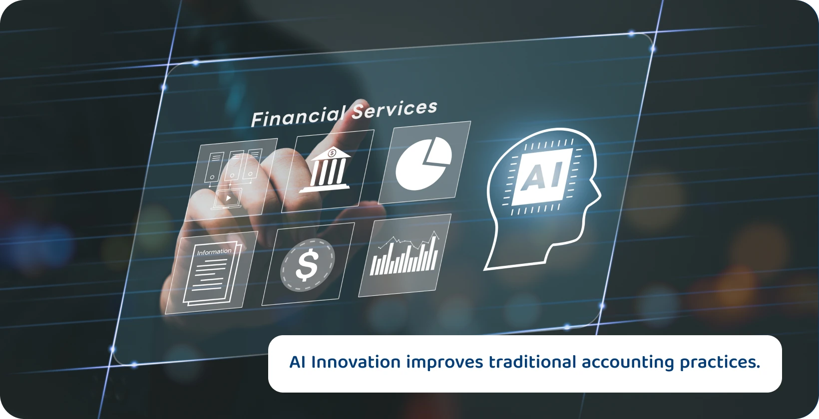 Artificial intelligence in accounting interface displaying analytics and reporting tools for enhanced decision-making.