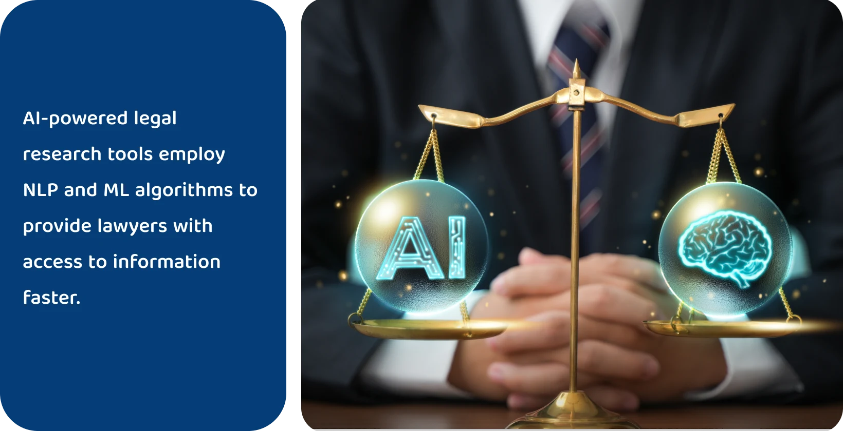 Scales balancing AI and brain illustrating the decision between automated and manual transcription services.