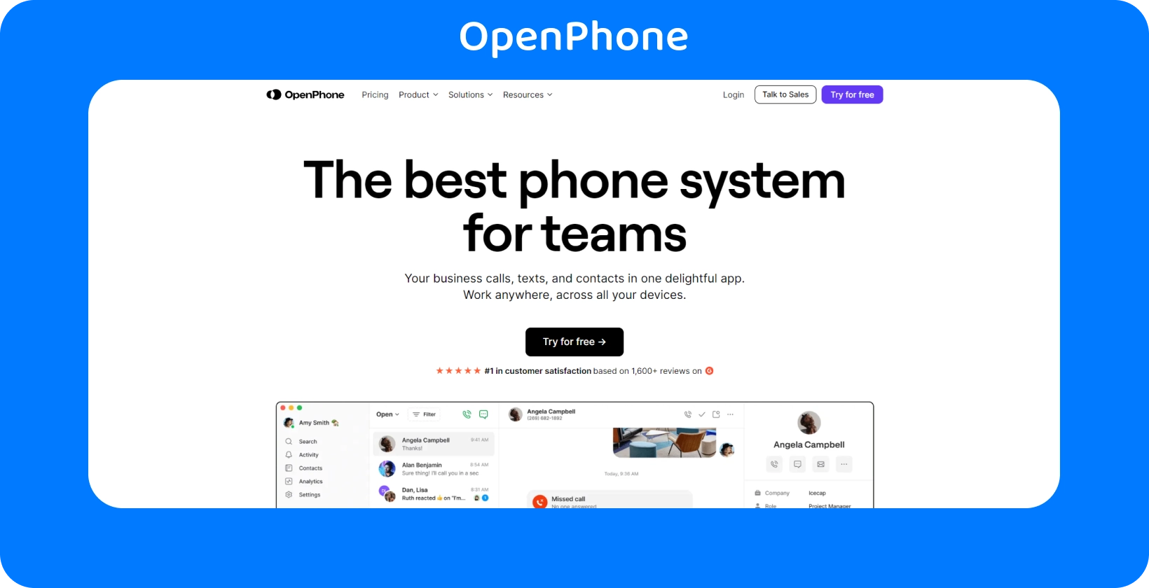 OpenPhone cung cấp hệ thống điện thoại cho các nhóm, tích hợp cuộc gọi, tin nhắn văn bản và danh bạ để đạt hiệu quả kinh doanh.