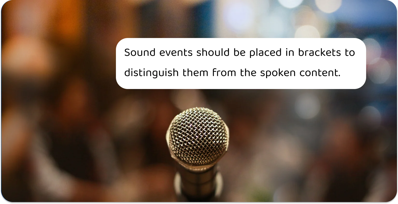 A microphone with a blurred background, conveying the importance of sound event notation in transcription.