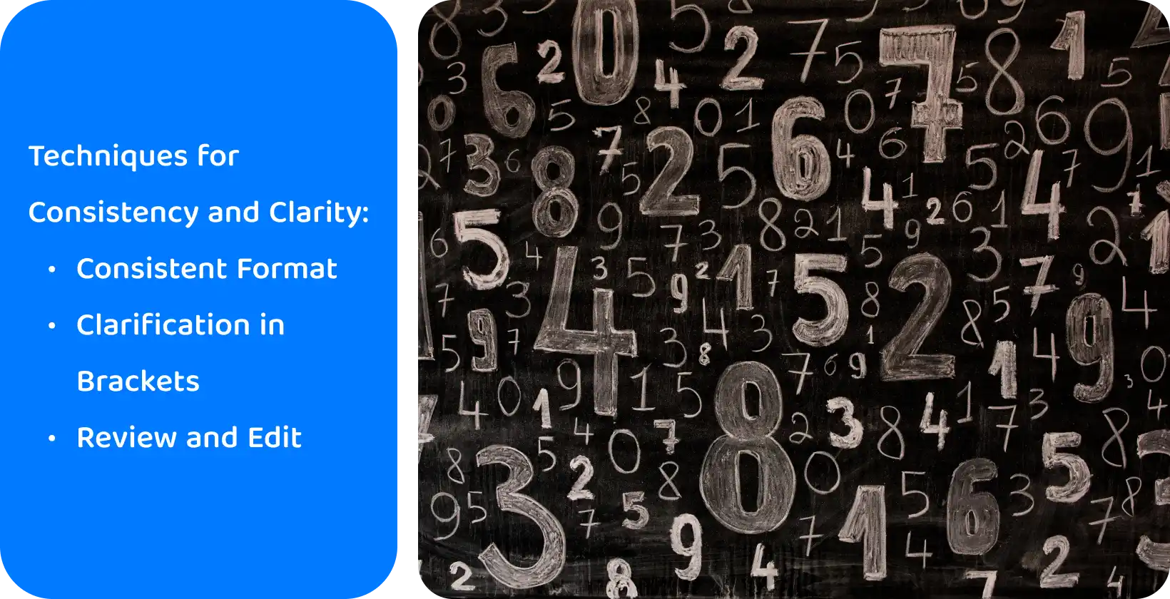 Numbers are written on a blackboard for the purpose of describing number transcription and the importance of clarity.