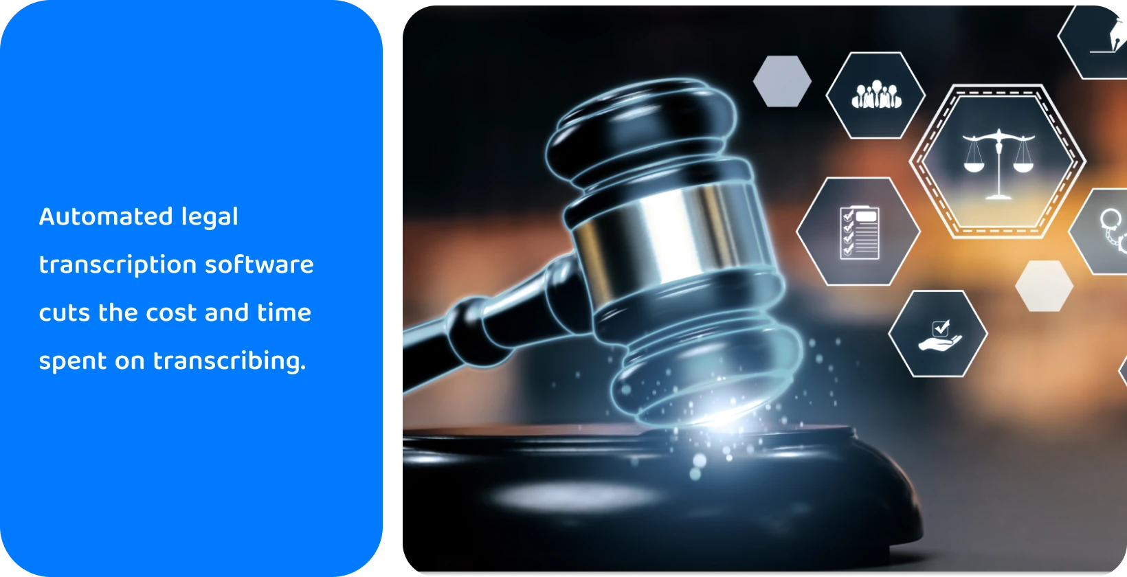 Οι ψηφιακές κλίμακες δικαιοσύνης συμβολίζουν την ακρίβεια στις υπηρεσίες νομικής μεταγραφής.