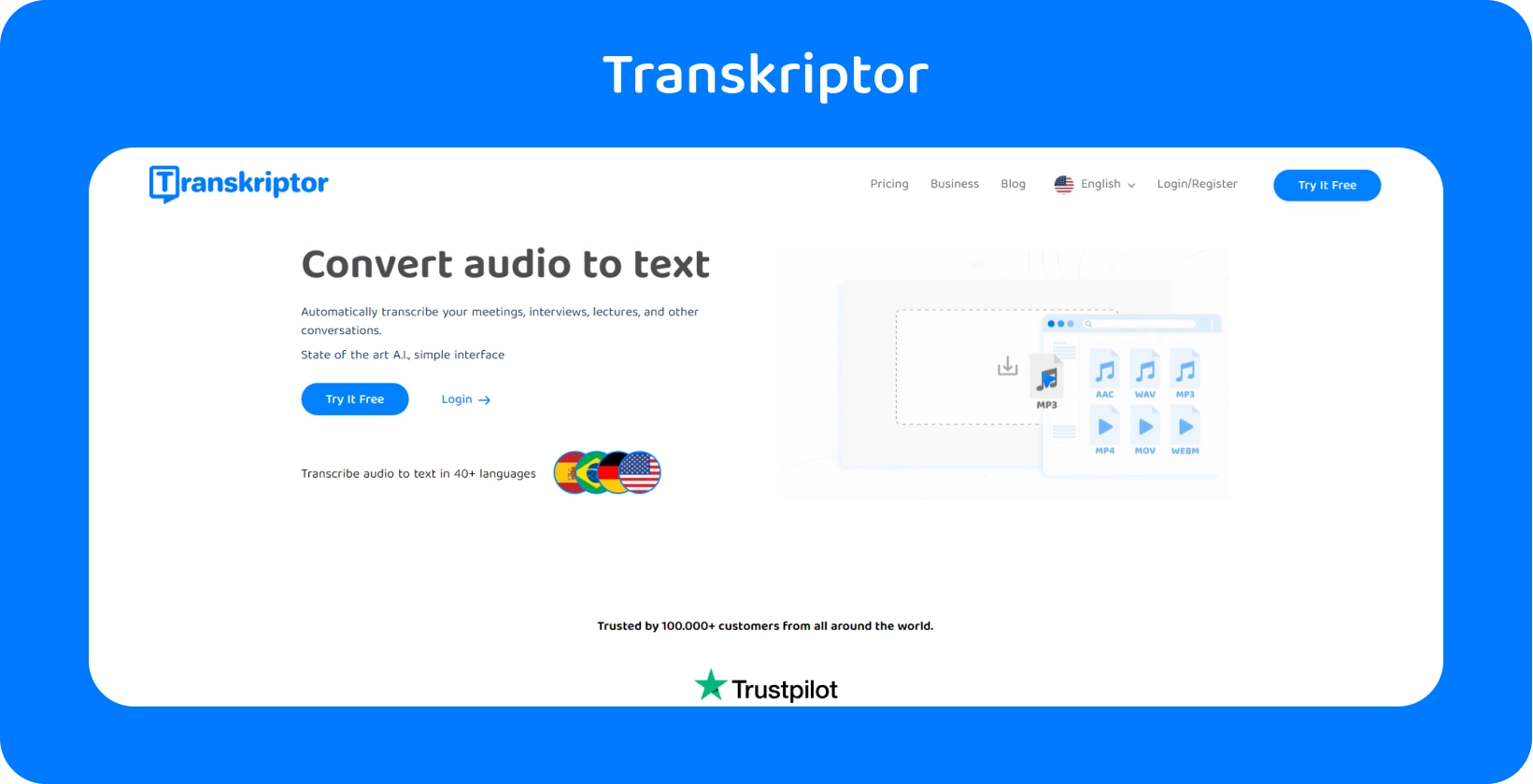 Візуальна метафора вибору сервісів транскрипції, орієнтованих на юристів, з інтерфейсом Transkriptor.