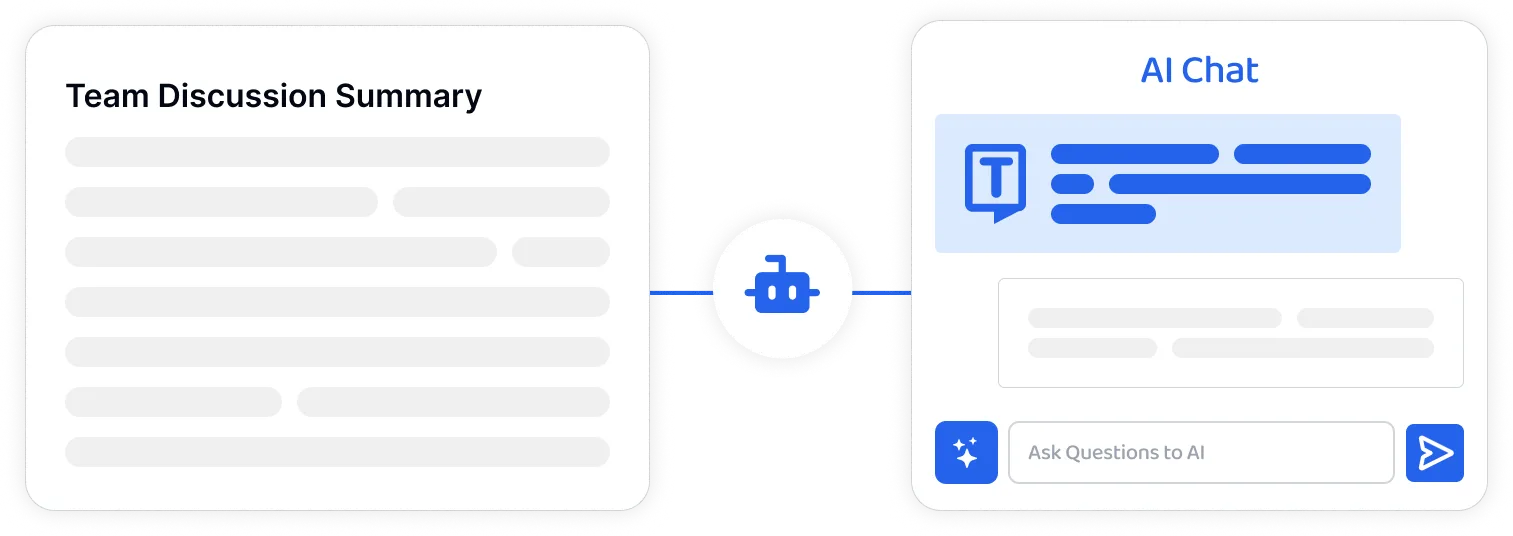 Interfaccia assistente basata sull'AI per riassumere e interagire in chat in base al contenuto della trascrizione.