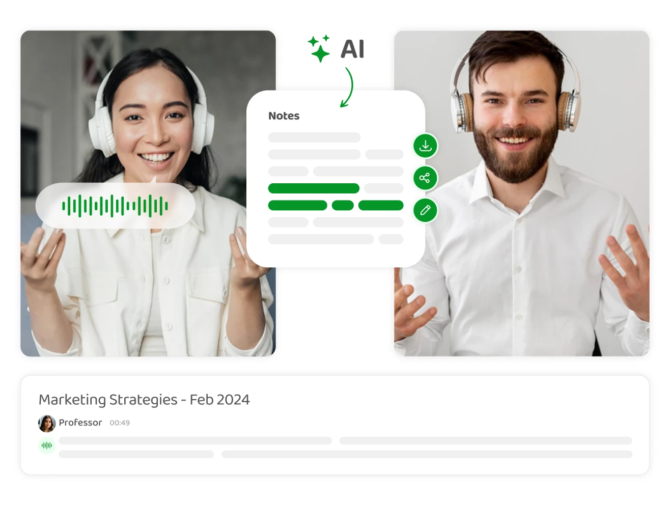 A visual of AI-powered note-taking during a meeting.