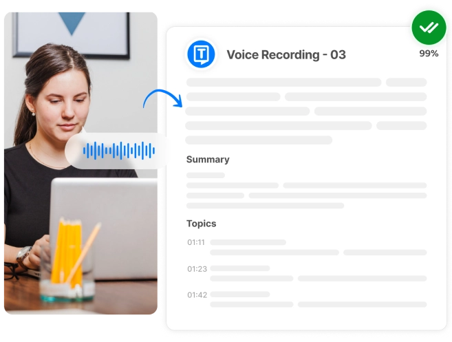 Interfaccia dello strumento di trascrizione audio basata su browser che enfatizza la facilità d'uso e l'accuratezza.