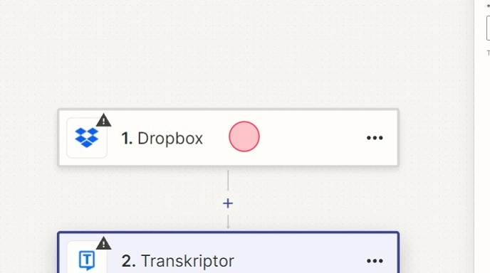 Možnosť výberu spúšťača Dropbox.