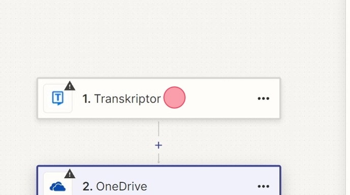 Käyttöliittymä liipaisimen määrittämiseksi "Transkriptor."